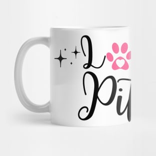 I love my Pitbull  pink heart paw design Mug